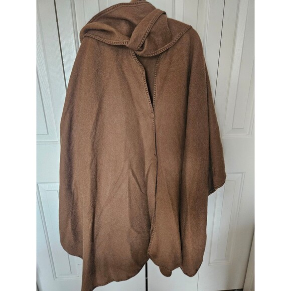 Made in Peru Fringe scarf cape poncho camel tan one size 100% Alpaca - Picture 7 of 9